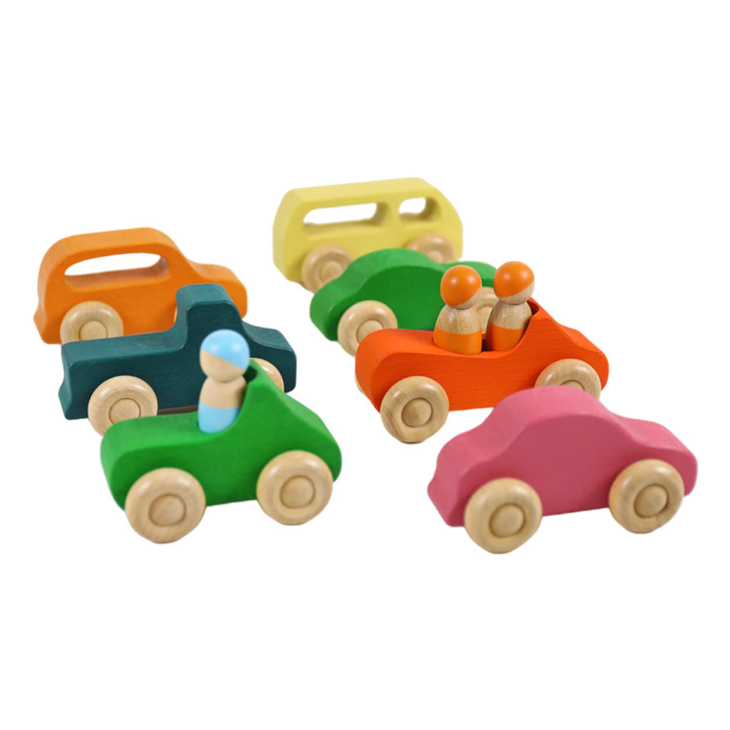 10x Cars Bright Colors Smooth Surfaces Wooden Toy Building Blocks for Early Learning Cultivate Self-Confidence