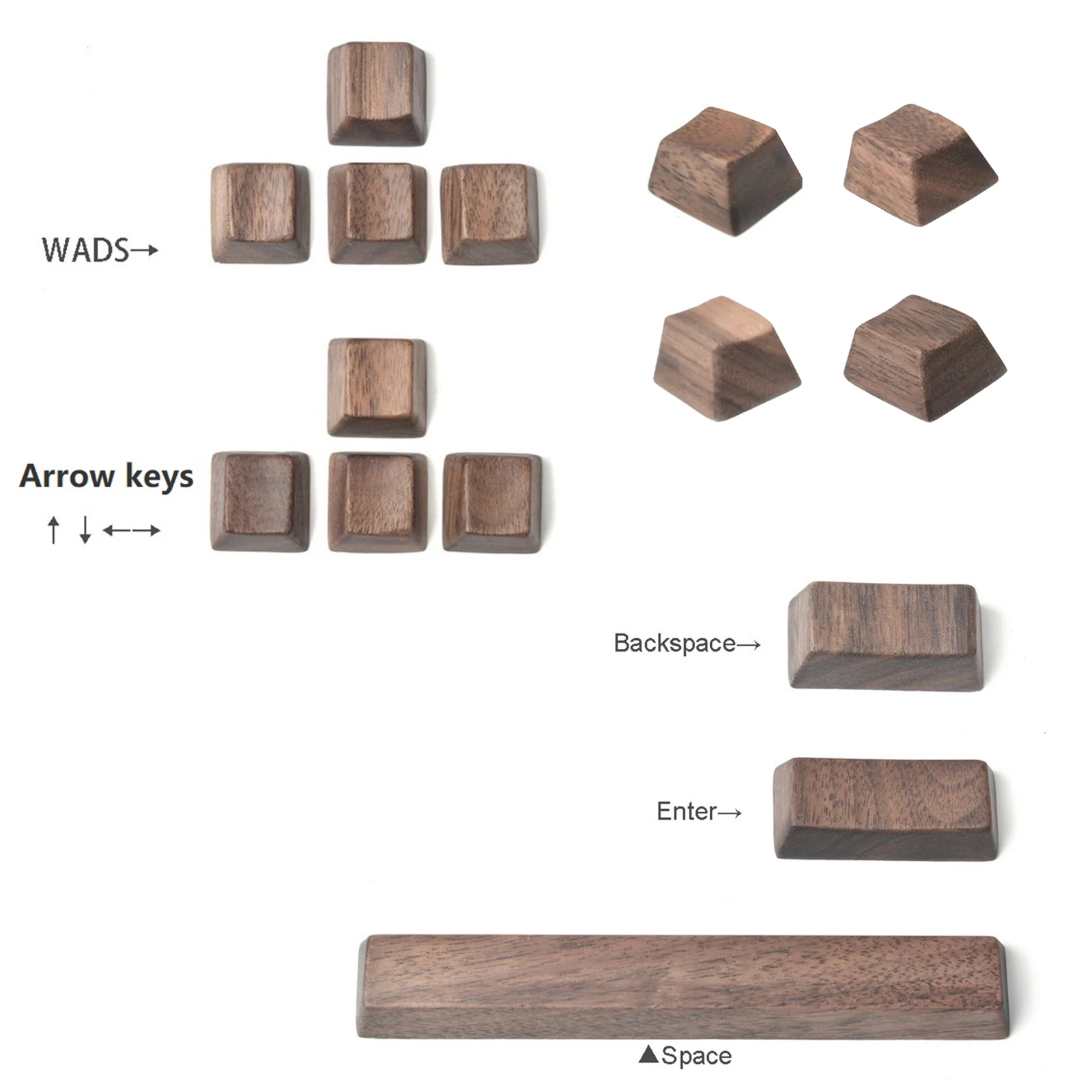 Wooden Keycap Solid Walnut Wood Keycap Novelty Keycaps for Cherry MX Mechanical Keyboard