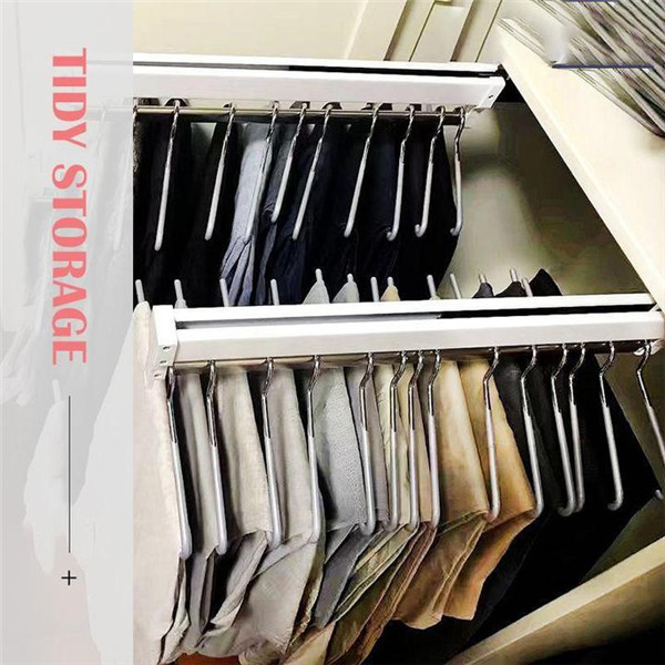 Erweiterbar Schrank Aufhänger Pull-Out Schrank Valet Stange Einstellbare Kleiderschrank Kleidung Schiene Top Mount Schrank rack Heavy Duty LBE – Detail 7