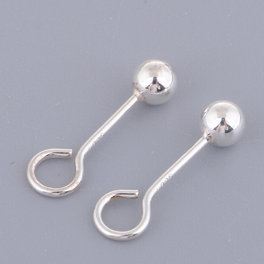 1 Pair Sterling Silver Earwire Ball French Earring Hook Studs Findings Posts