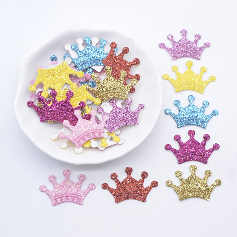 100 Stück gemischte Glitzer-Leder-Kronenform-Applikationen für DIY-Kleidung, Basteln, Nähzubehör, Kopfbedeckung, Hut, Dekor-Zubehör – Detail 1