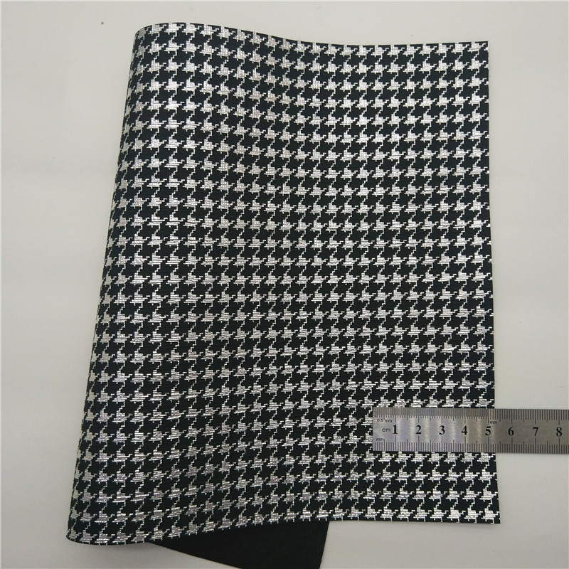 Description Picture 5 of itemBlack Silver Glitter leather Birds Printed Synthetic Leather Flowers Litchi Embossed Vinyl Faux Leather For Bow DIY 21x29CM Q431