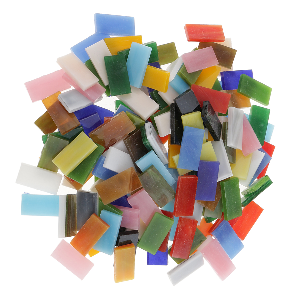 150 Pieces Rectangle Shape Assorted Colors Glass Pieces Mosaic Tiles Tessera for Arts DIY Craft 10x20mm