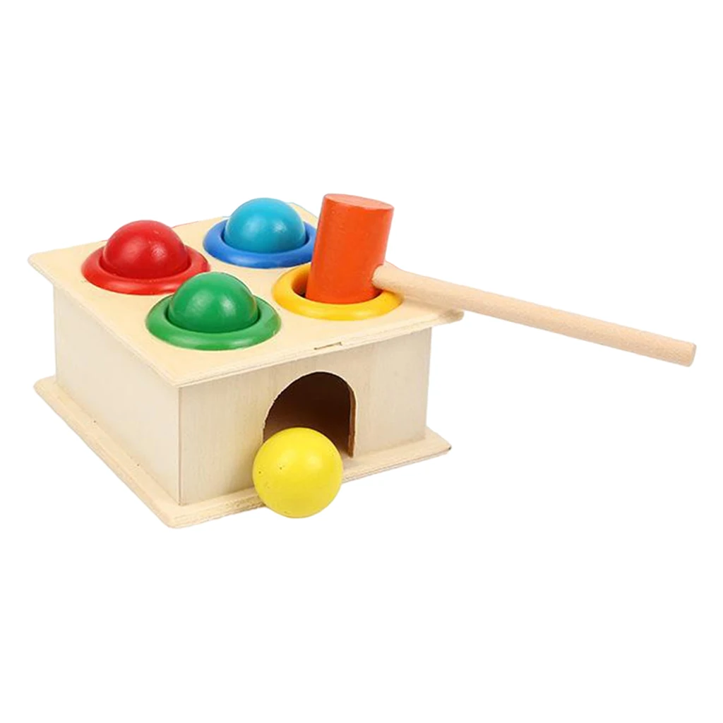 Children Wooden Hammering Colourful Pounding Bench Creative Toy Game