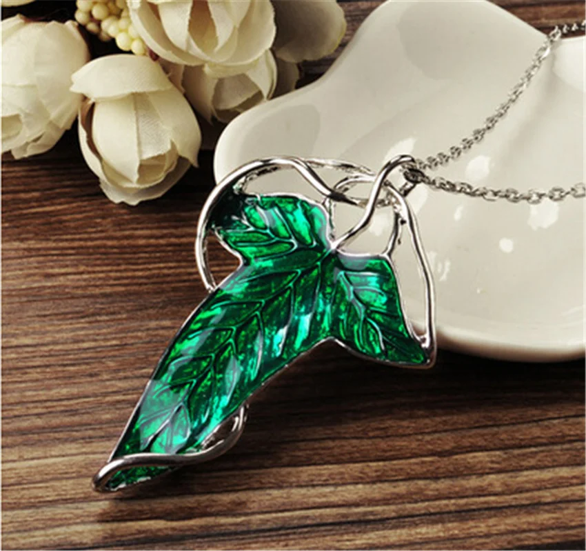family halloween costumes Takerlama The Lord Elf King Cospaly Green Leaf Necklace Pendant Halloween Cos Props Men Woman Clothing Jewelry Accessories Anime Costumes