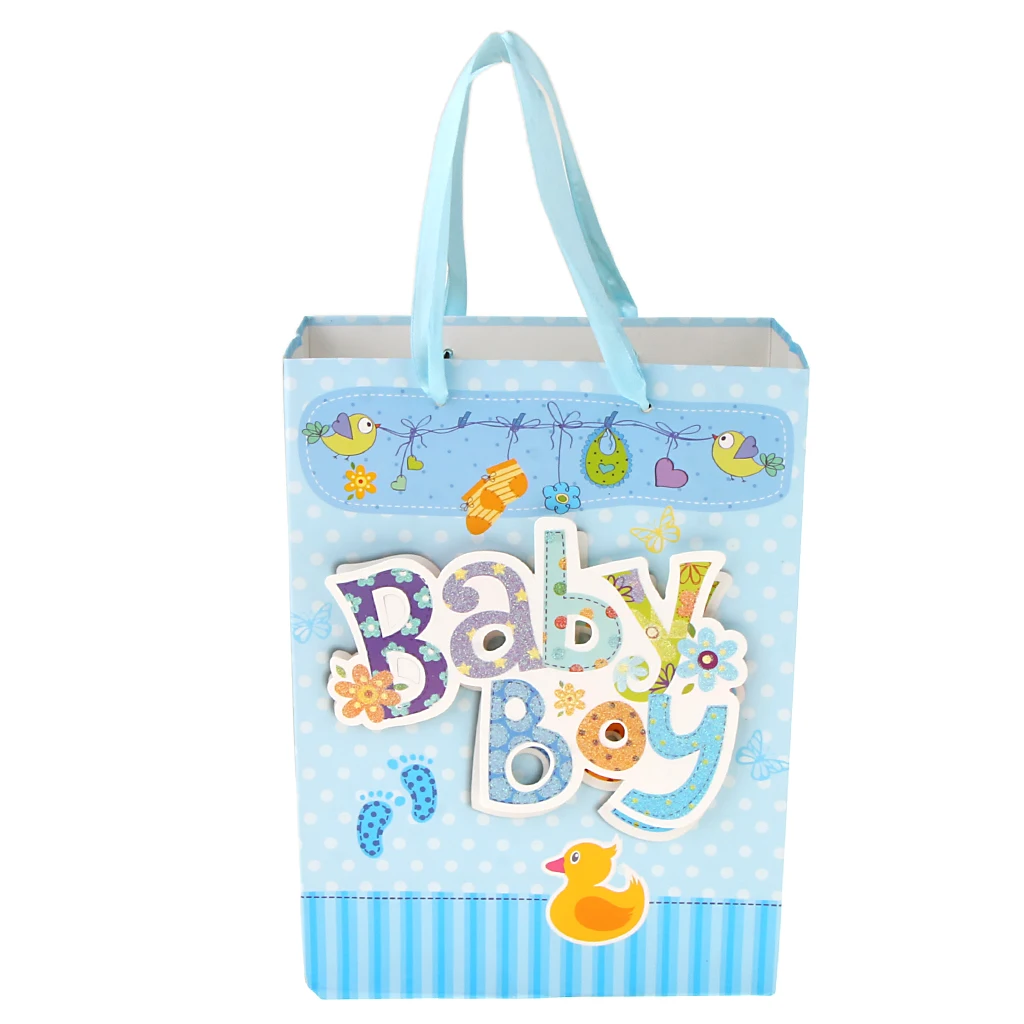 Baby boy Print Gift Bags with Corded Handles Bulk Buy Wholesale