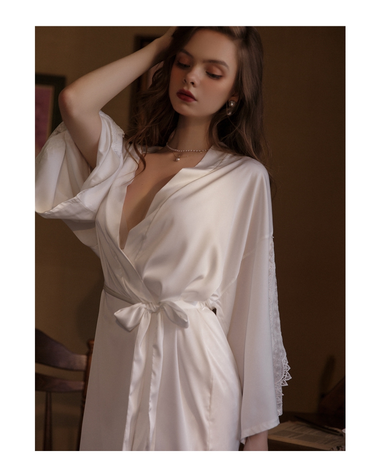 Waliicorners Bathrobe Gown Nightwear Homewear Satin Bridesmaid Sleepwear Lace Intimate Lingerie 13 H9b36c530df5f4ebc9a056543f3af78b5D