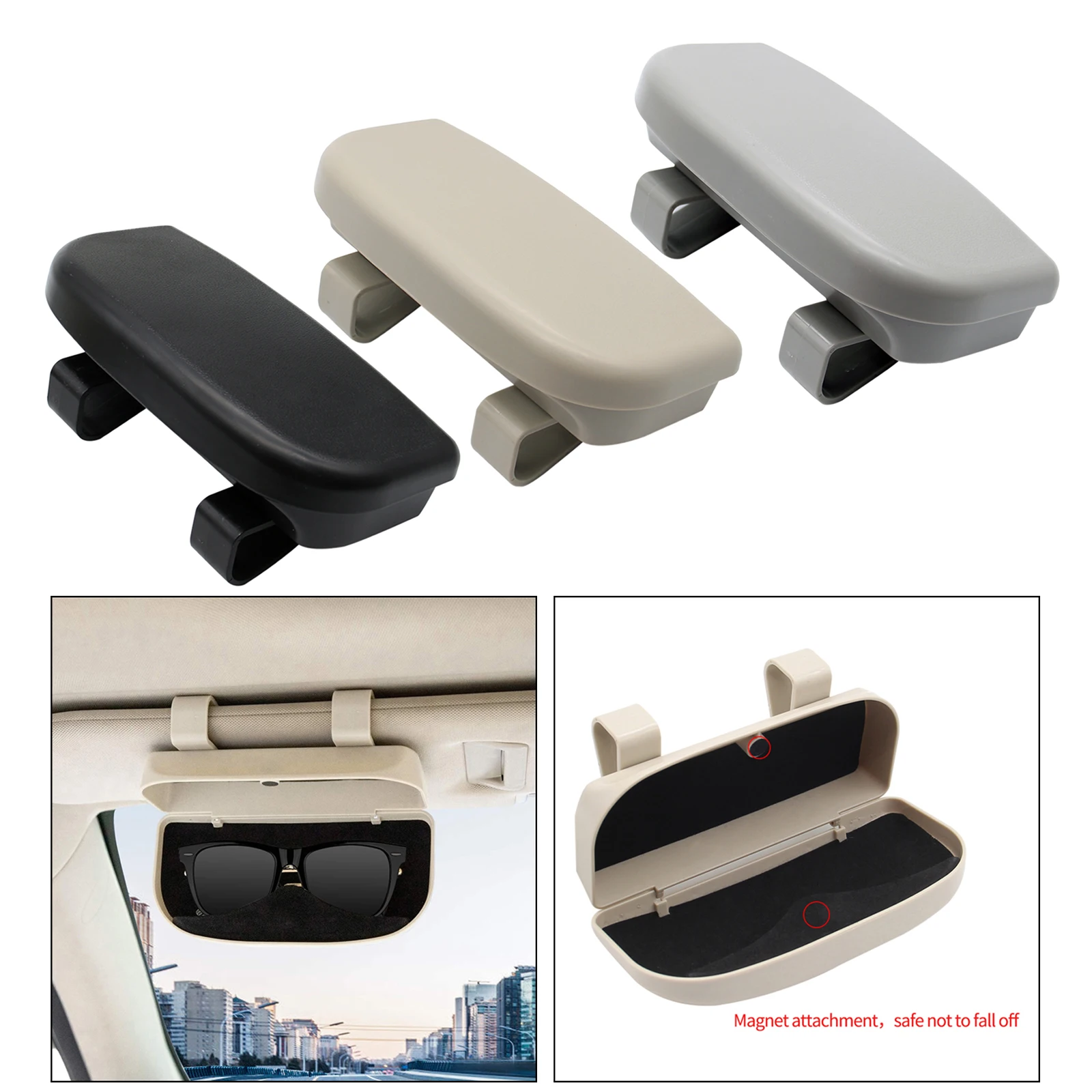 Magnetic Closure Car Sunglasses Holder Clip-on Truck Eyeglasses Storage Box Universally Fit for All Vehicles