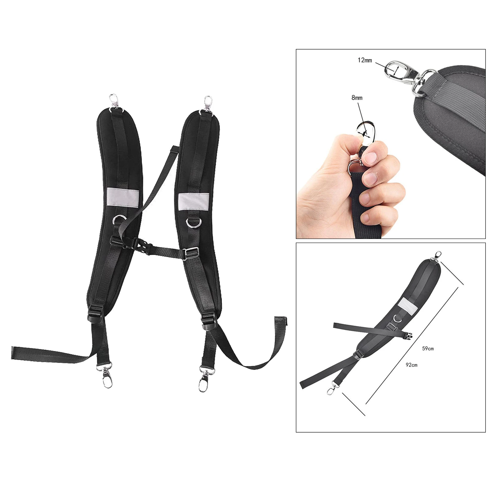 1 Pair 2-3 feet Waterproof Adjustable Shoulder Strap with Hooks Replacement for Backpack Bag Shoulder Straps Drifting Sport