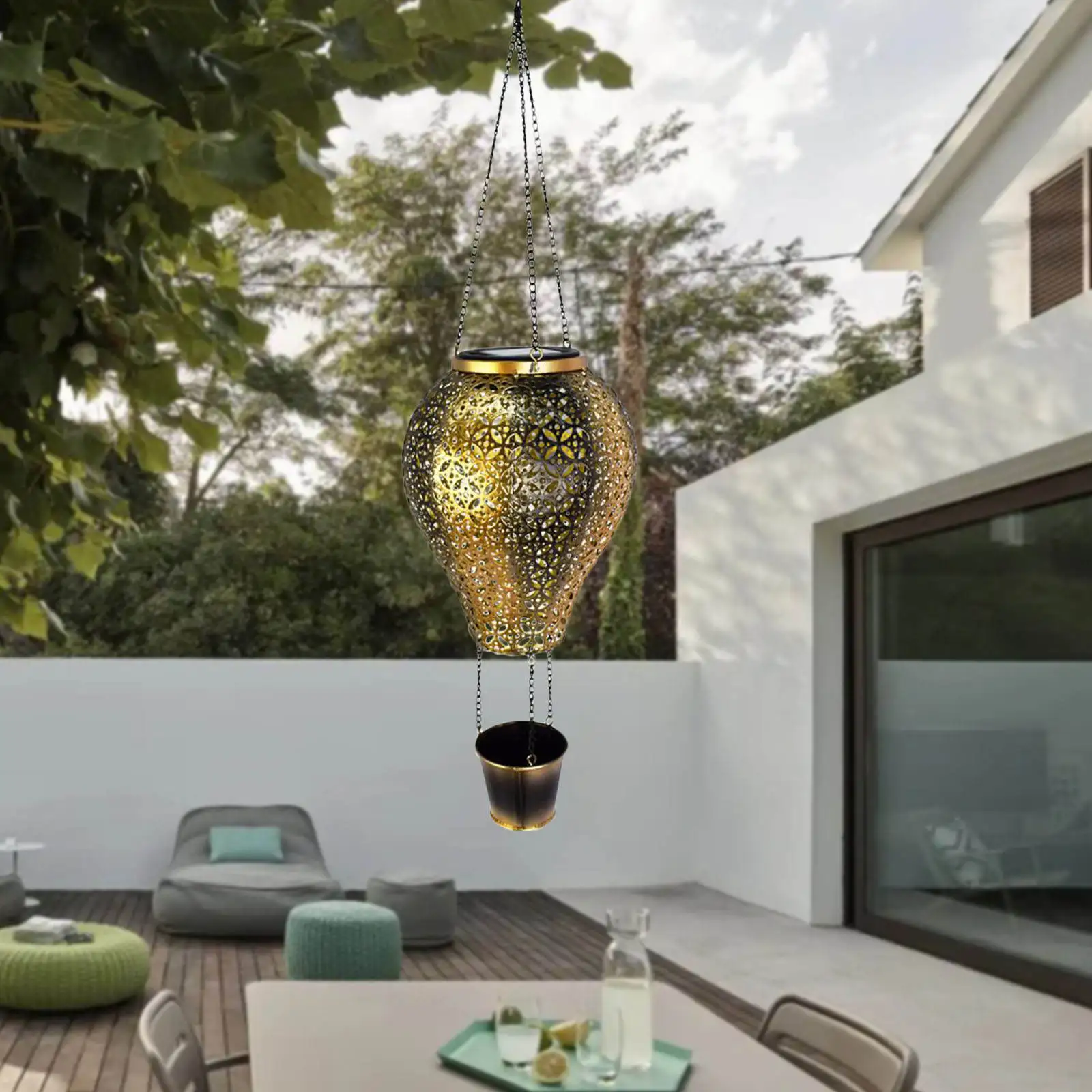 Hot Air Balloon Lantern Solar Ground Garden Light Yard Decor Outdoor Lamp