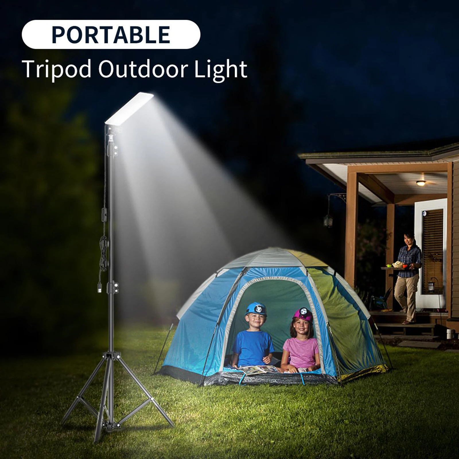 Portable LED Camping Lantern with Adjsutable Tripod Stand Pole -