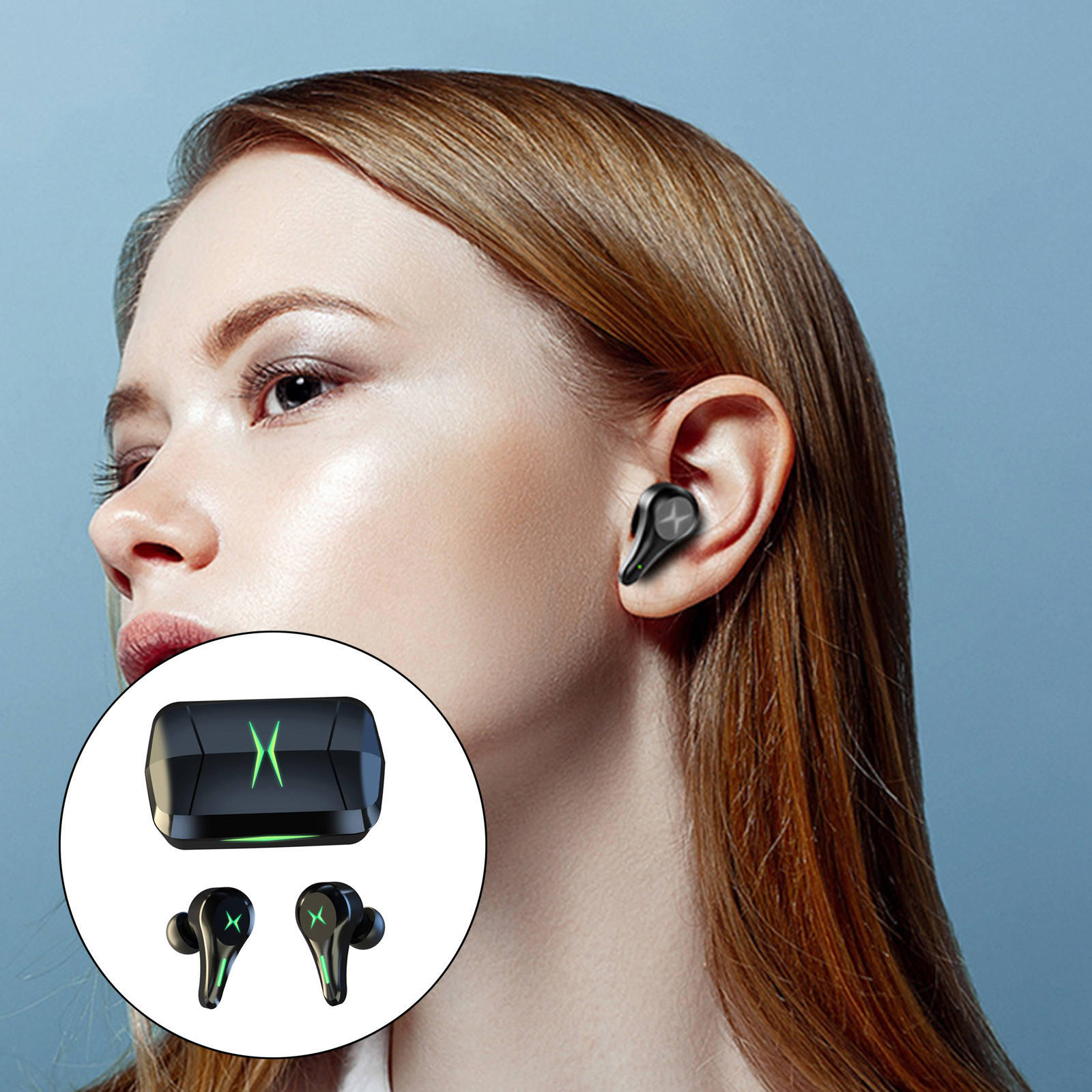 Hg-6 Gaming Headset Bluetooth 5.1 Wireless Multi-Platform Sweatproof Noise Cancelling 300mAh Earpiece for Gym Running Life Sport