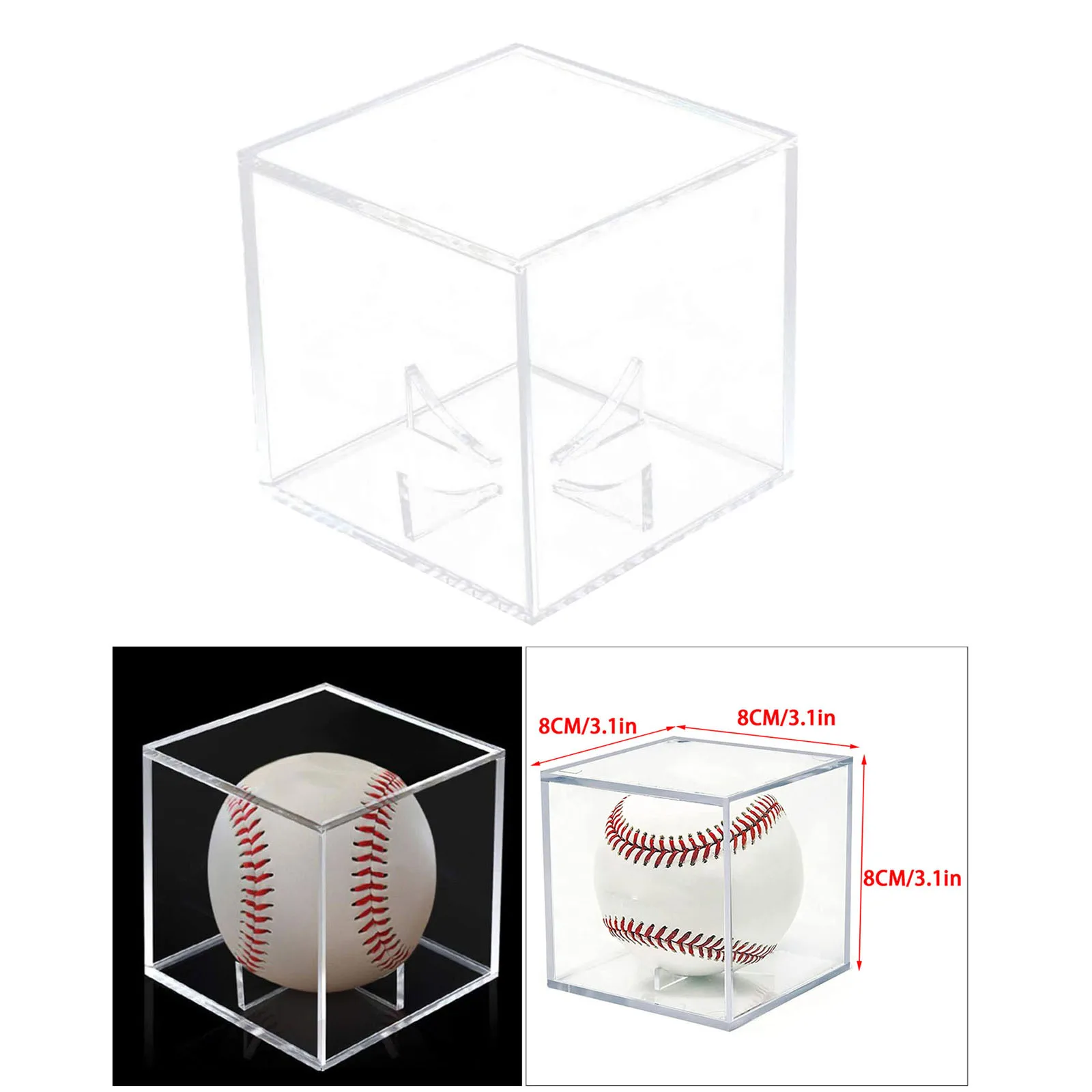 Baseball Display Case Transparent Cube Case Detachable Square Box 80X80X80mm