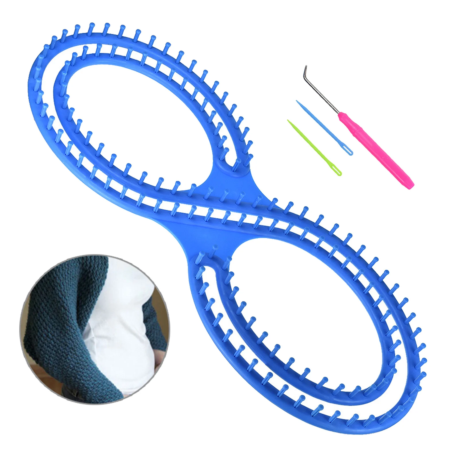 Afghan Loom Knitting Board Tool 8-shaped Knitter With 3 Projects For Sweater Socks Home Sewing Handwork Kit Crafts Sewing Tools