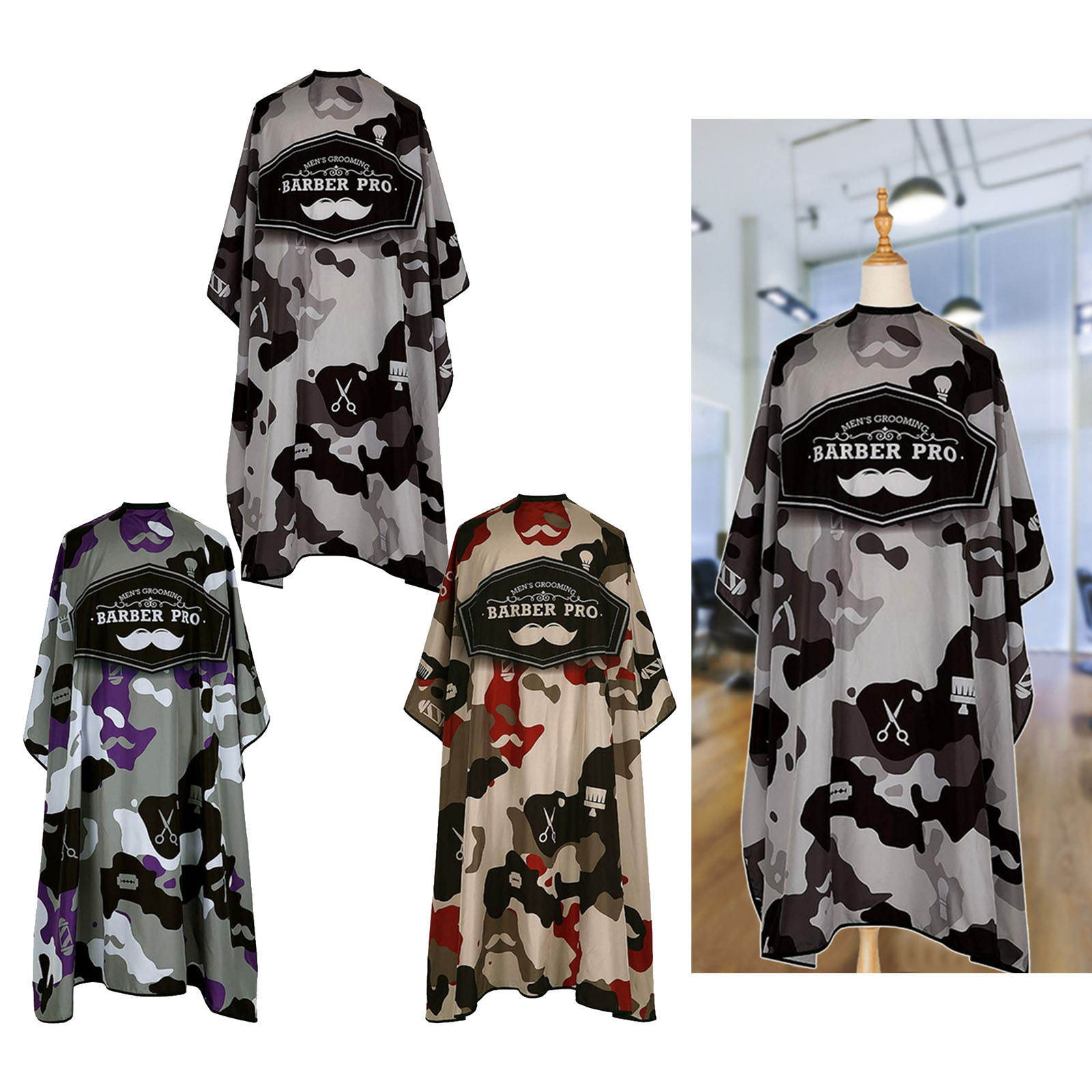 Barber Cape Professional Camouflage Large Cloth Gown Salon Cape for Hair Styling Hair Cut Hair-Cutting Men Women Unisex