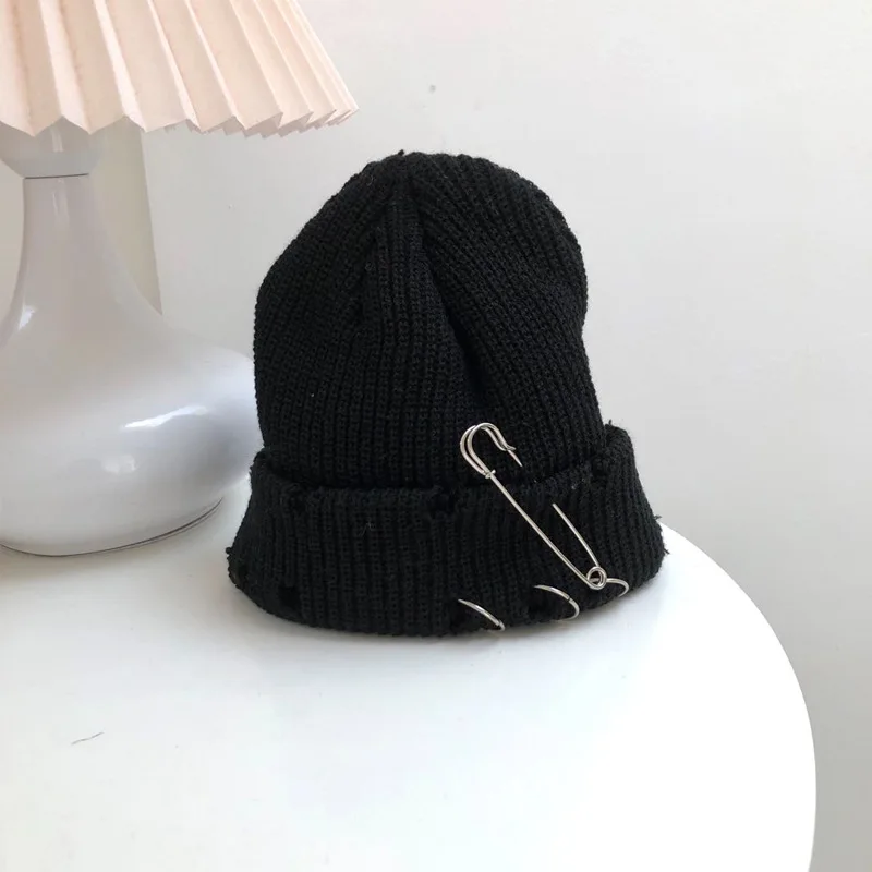 2022 Metal Ring Brimless Hats Hip Hop Caps Beanie Skullcap Street Knitted Bonnets Hat Women Cap Men Bonnet Gorras Hombre Femme designer skully hat