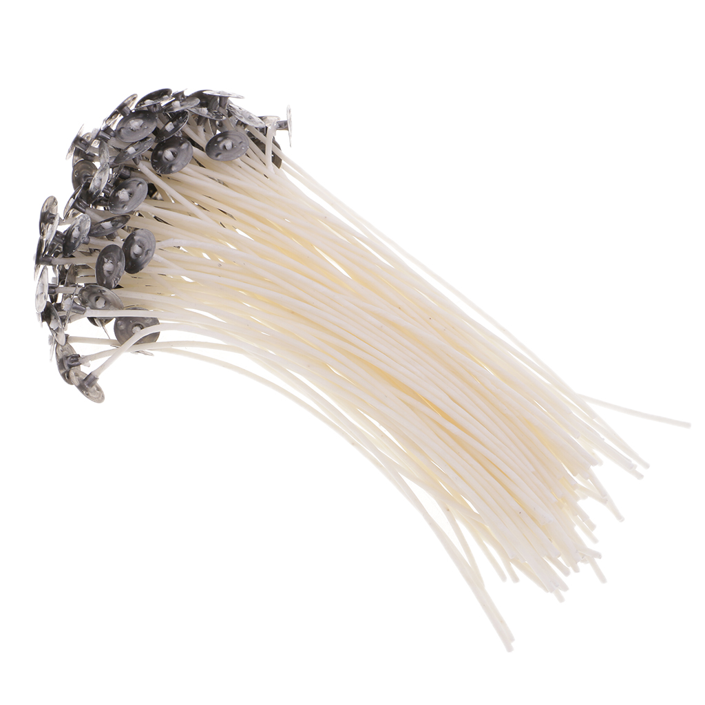 100 Pieces Pre Waxed Pre-Tabbed Cotton Candle Wicks For Candle Making Tealight Candle with Sustainer Tabs 10/12/15cm