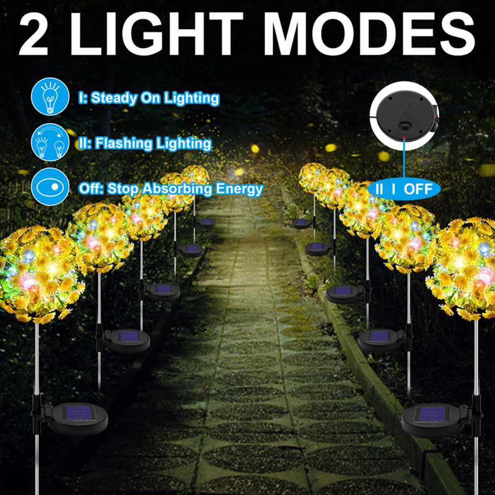 Decoração da Festa Jardim ao ar Paisagem Gramado Pathway 20 Leds Luz Solar Lâmpada Cerca Estaca Daisy Flor Bola Quintal Livre 2 Pçs 10 estaca daisy flor bola quintal jardim ao ar livre