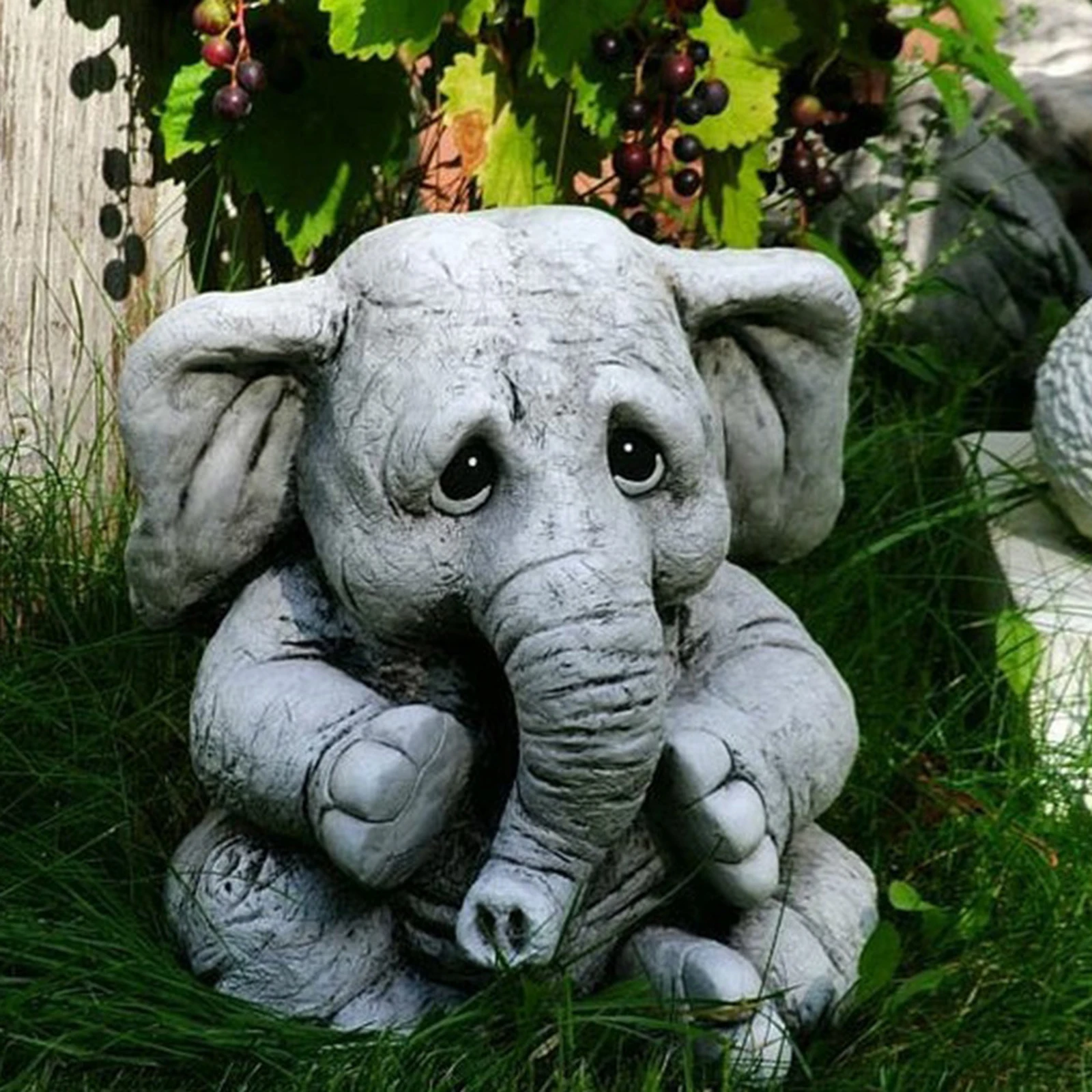 Sitting Elephants Figurine Decor Gardening Statues Accessories Indoor Outdoor Home Office Garden Lawn Decor Ornament