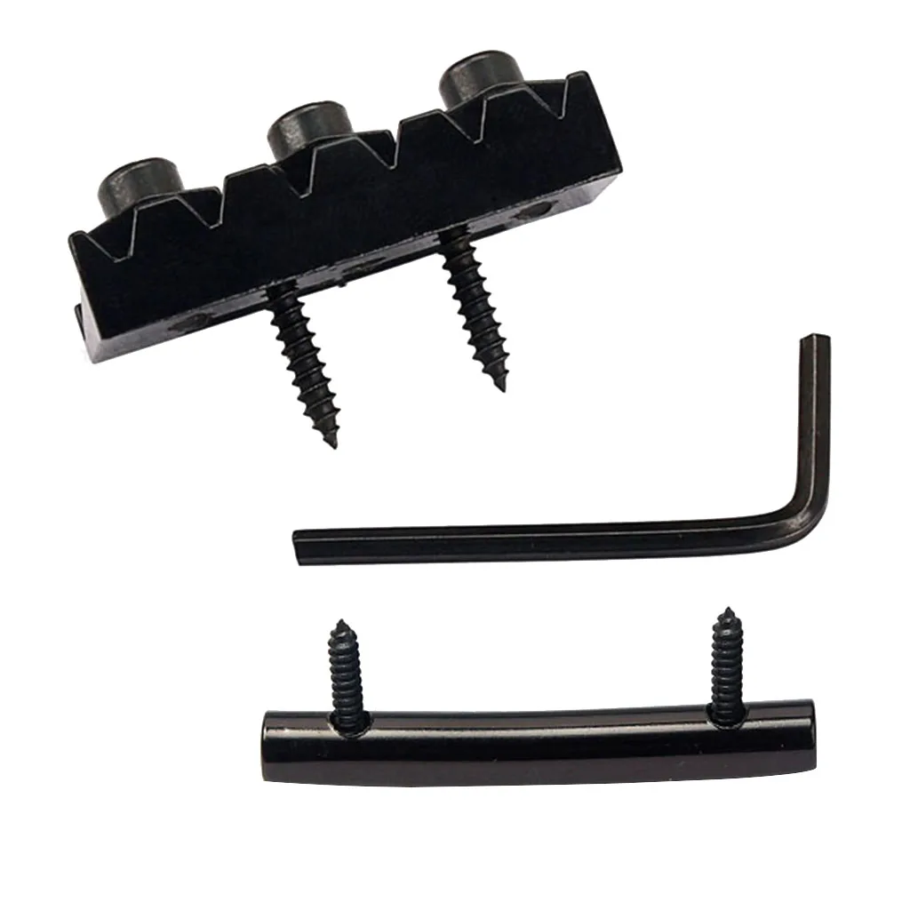 Electric Guitar Locking Nut String Lock + String Retainer Bar & Screws Accs