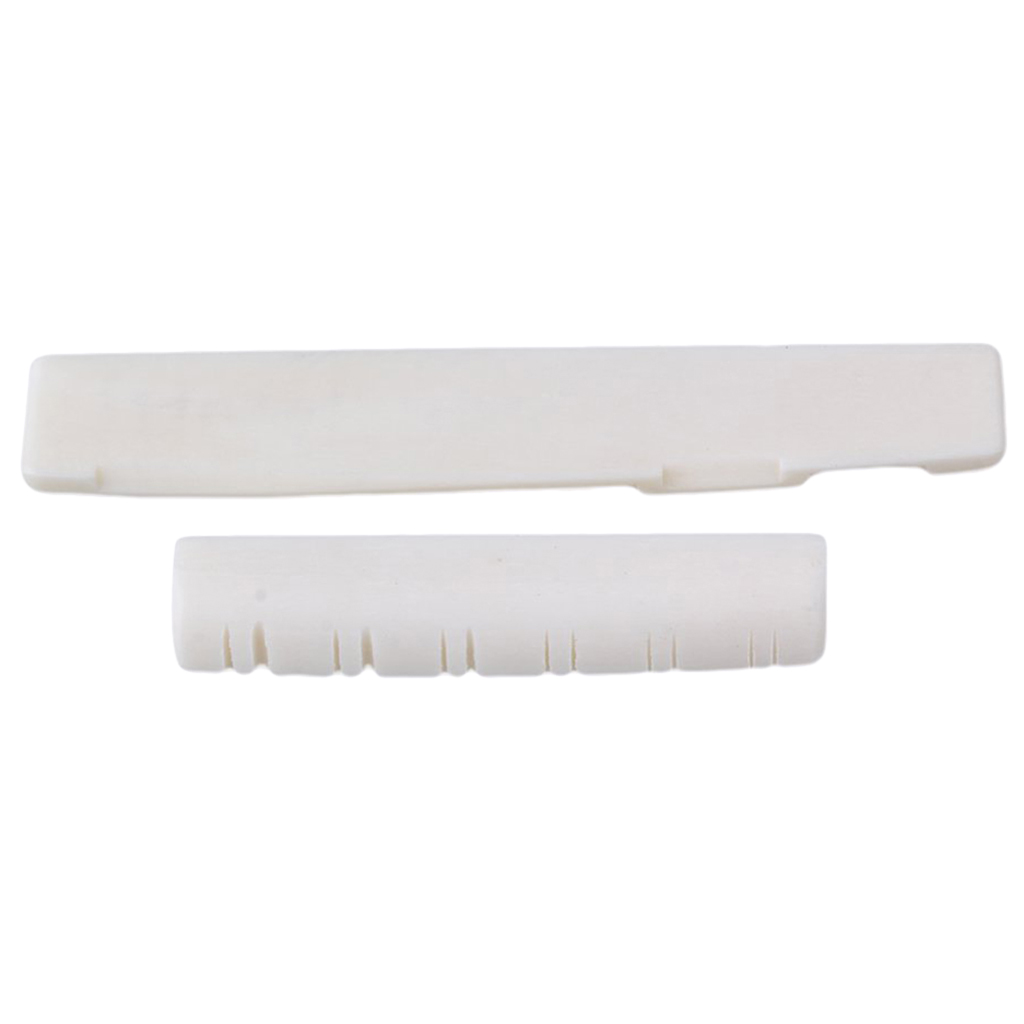 Set Of 1 Bone Slotted Saddle Nut For Instrument Accs 12 Strings Folk Guitar