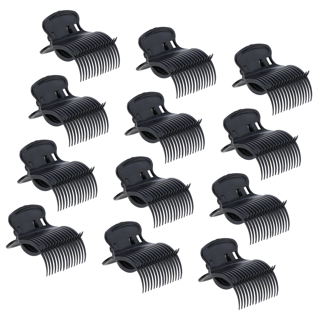 12 Pieces Universal Plastic Clips for Heated Rollers - Beige/Black