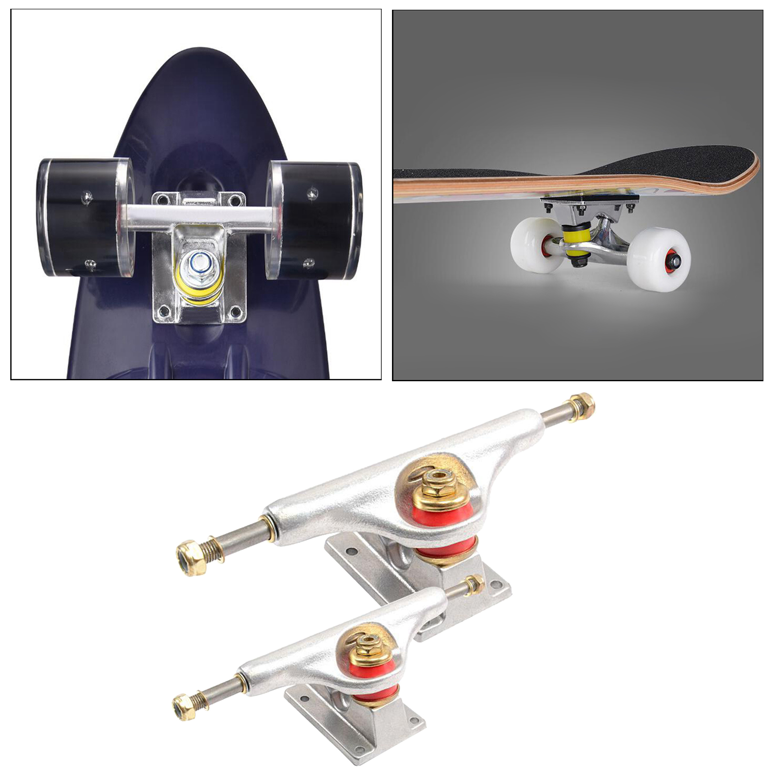 Skateboard Trucks Aluminum Alloy Premium PU Bushings Professional Longboard Truck Replacements