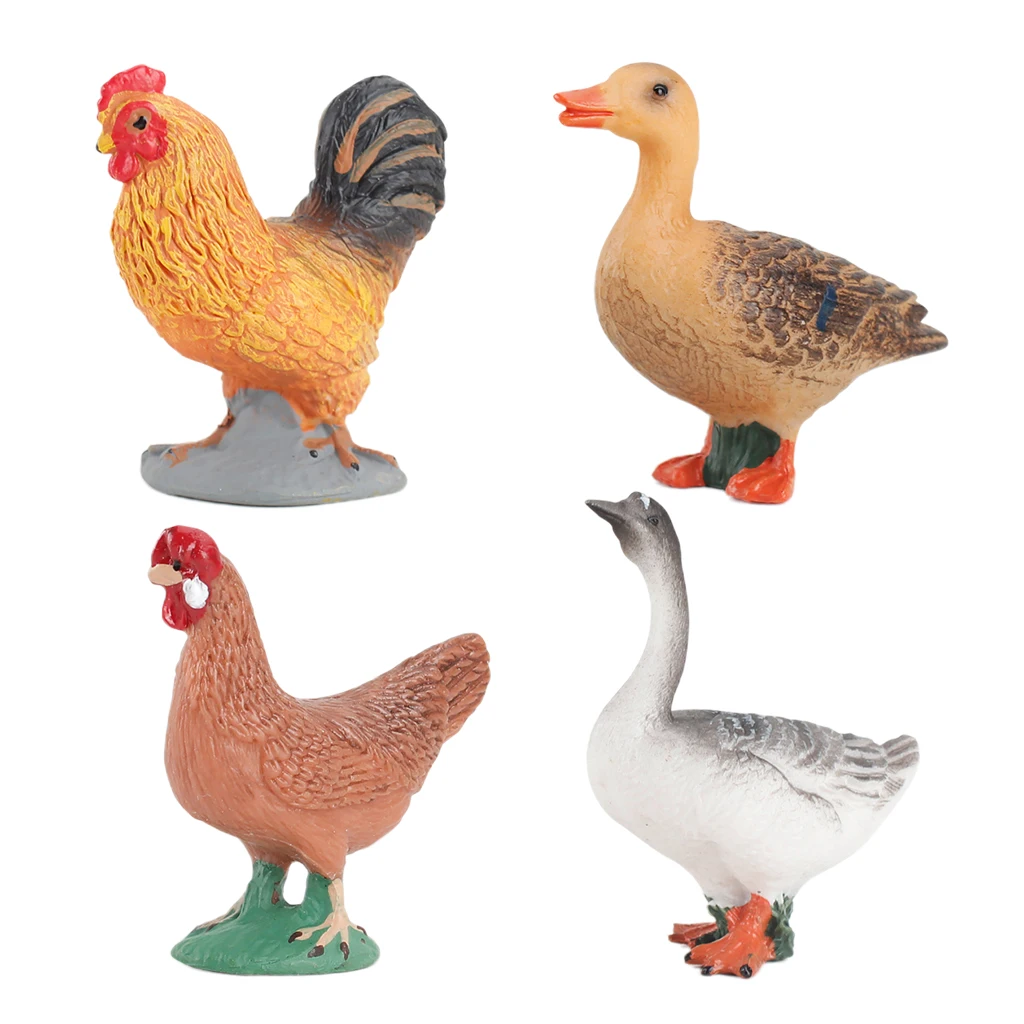 4pcs Poultry Farm Animal Model Figurine Kids Children Toy Decor Educational