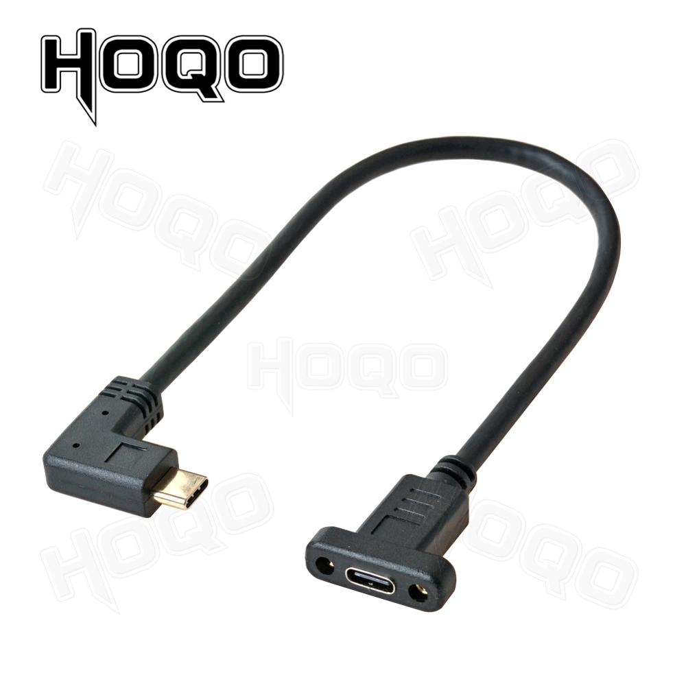 hoqo usb tipo cabo de extensão com parafuso da montagem do fêmea de usb para usbc macho que estende cabo de dados do extensor do fio