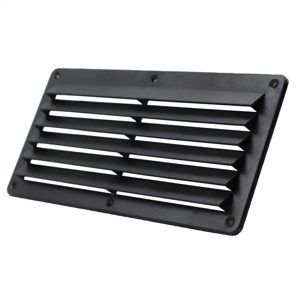 ABS Plastic Stamped Louvered Vent for Marine Boat Yacht Caravan - Rectangular - 26x12.5cm/ 10.24``x 8.5``, Black