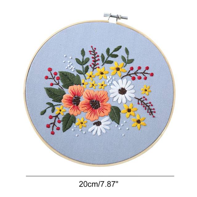 Myfelicity Kit De Broderie 3 Pièces Pour Débutant Avec Motif Botanique Floral, 3 Tissus à Broder à Motifs Et Fil Coloré, Aiguille, Manuel D' Instructions Et 1 Cerceau