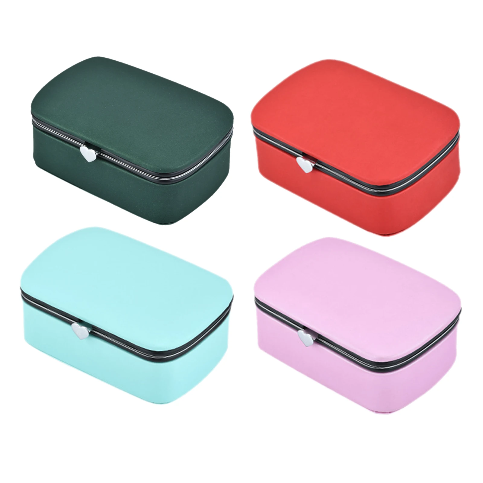 Women PU Jewellery Box Velvet Liner Travel Beauty Earrings Storage Case