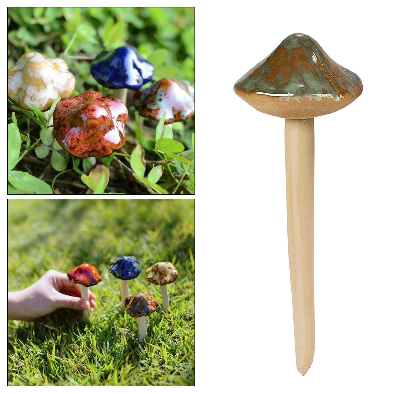 Resin Garden Mushrooms Figurine Decorations Stakes Lawn Ornaments Decor