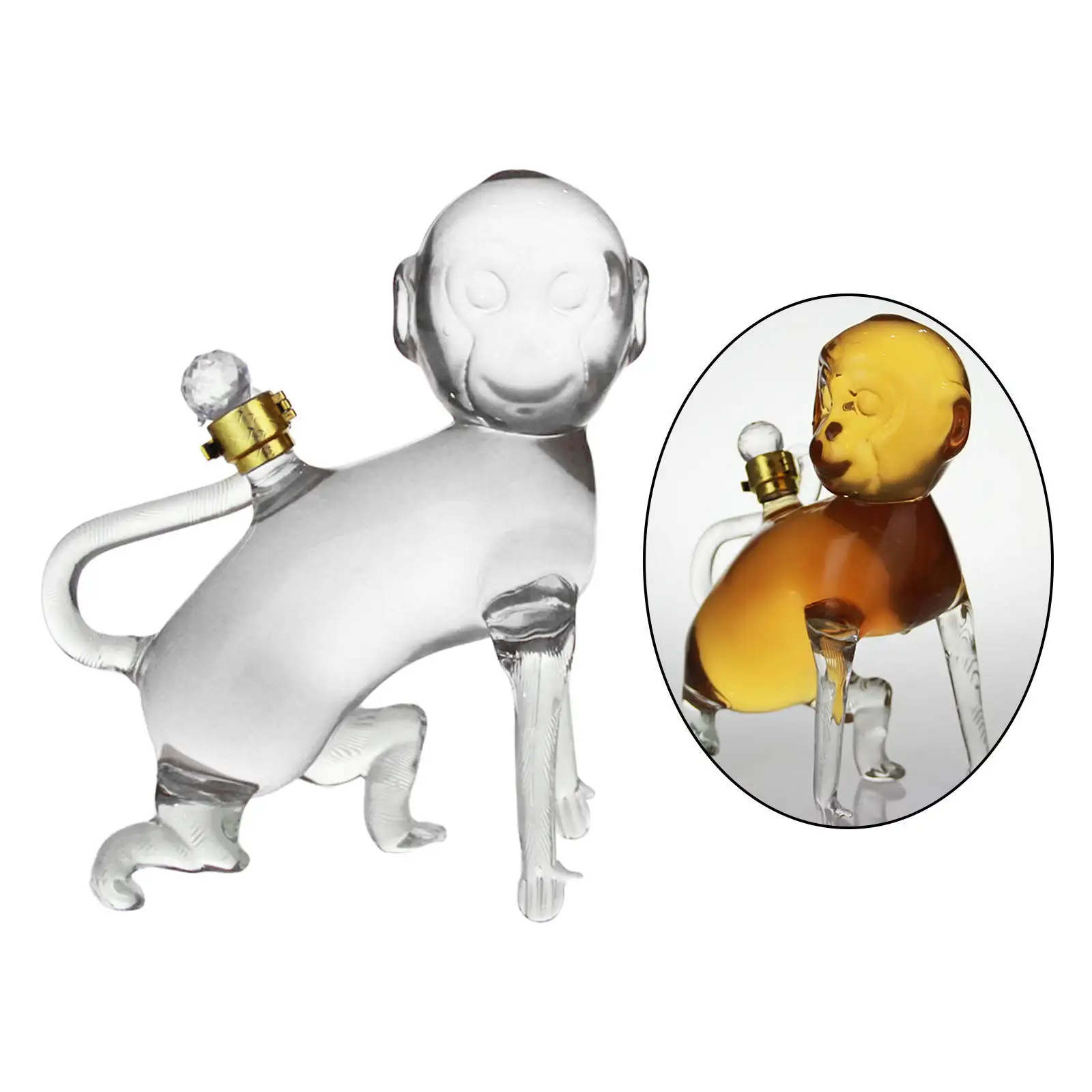 Monkey Design Whisky Decanter Transparent Liquor Decanter for Xmas Present Holiday Gifts