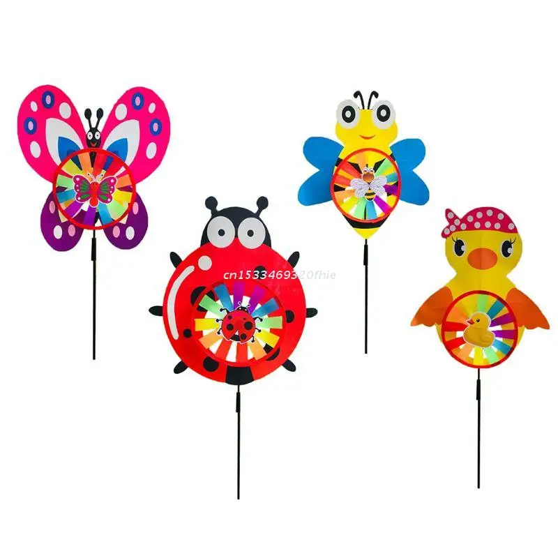 1 STÜCK Zufällige Farbe ECMQS Wind Spinner Cartoon Insekt Schmetterling Kinder Kinder Spielzeug Geschenke Yard Rad Windrad Bunte Spiele Im Freien 