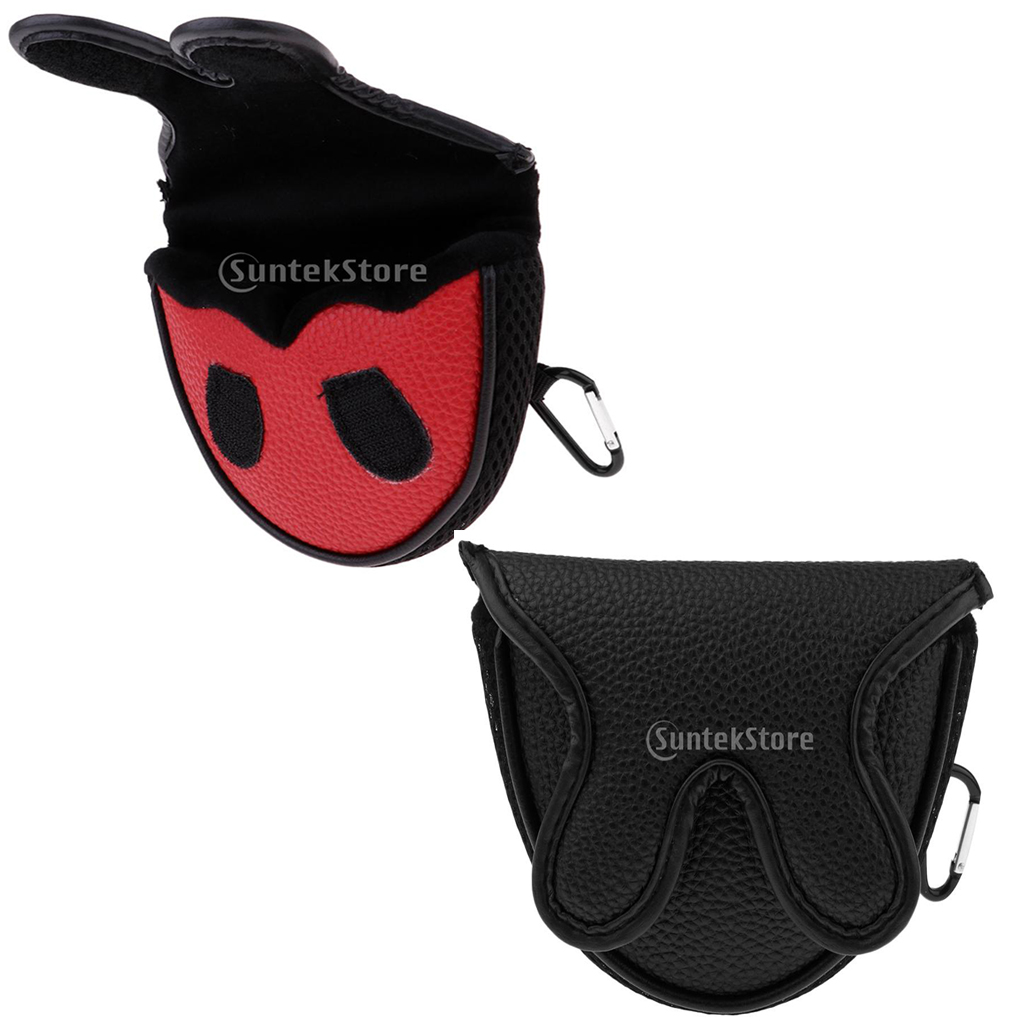 Central Shafted Mallet Putter Cover Headcover Guard Protector Black Red