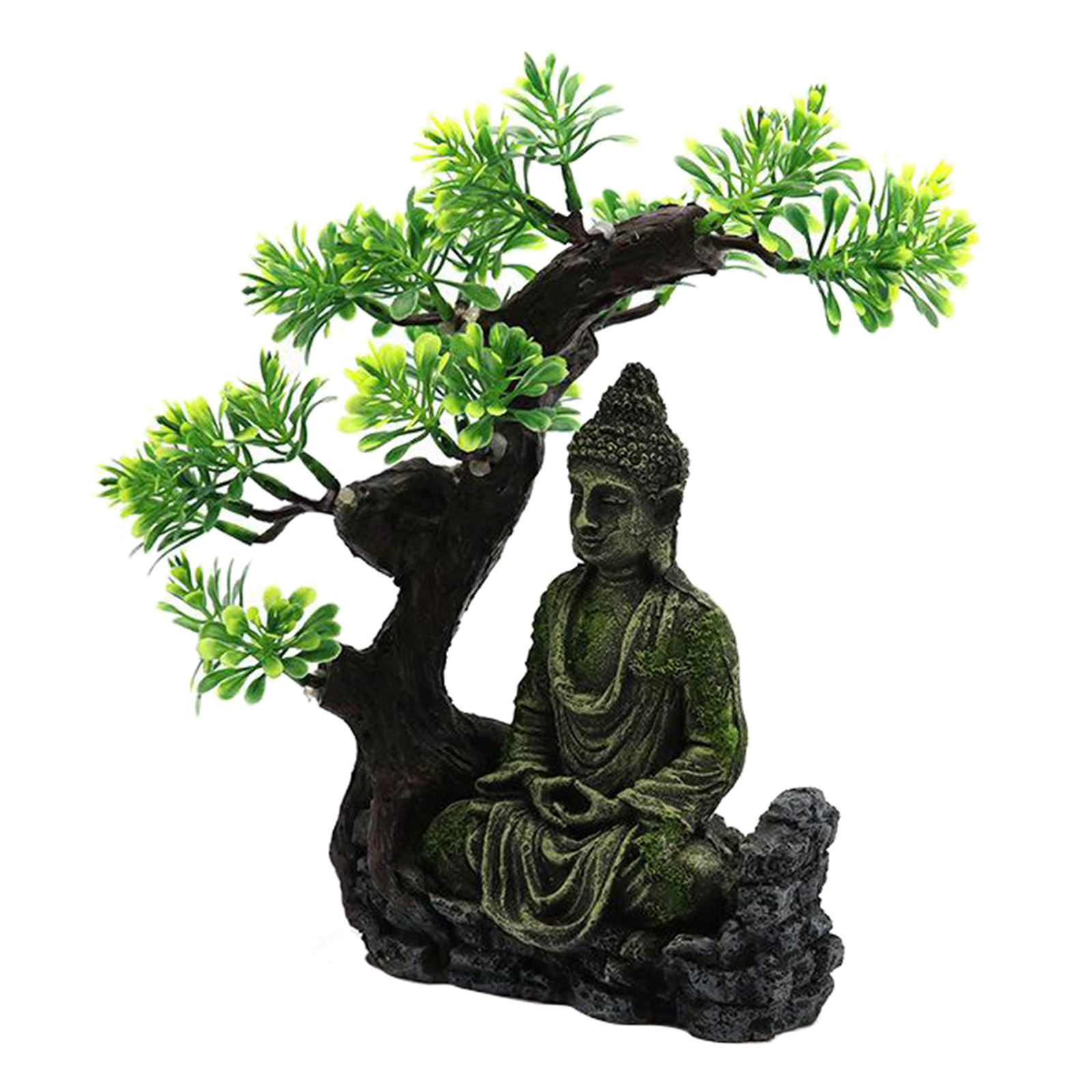 Antique Crafts Moss Zen Buddha Figurine Aquarium Scene Fish Tank Home Decor