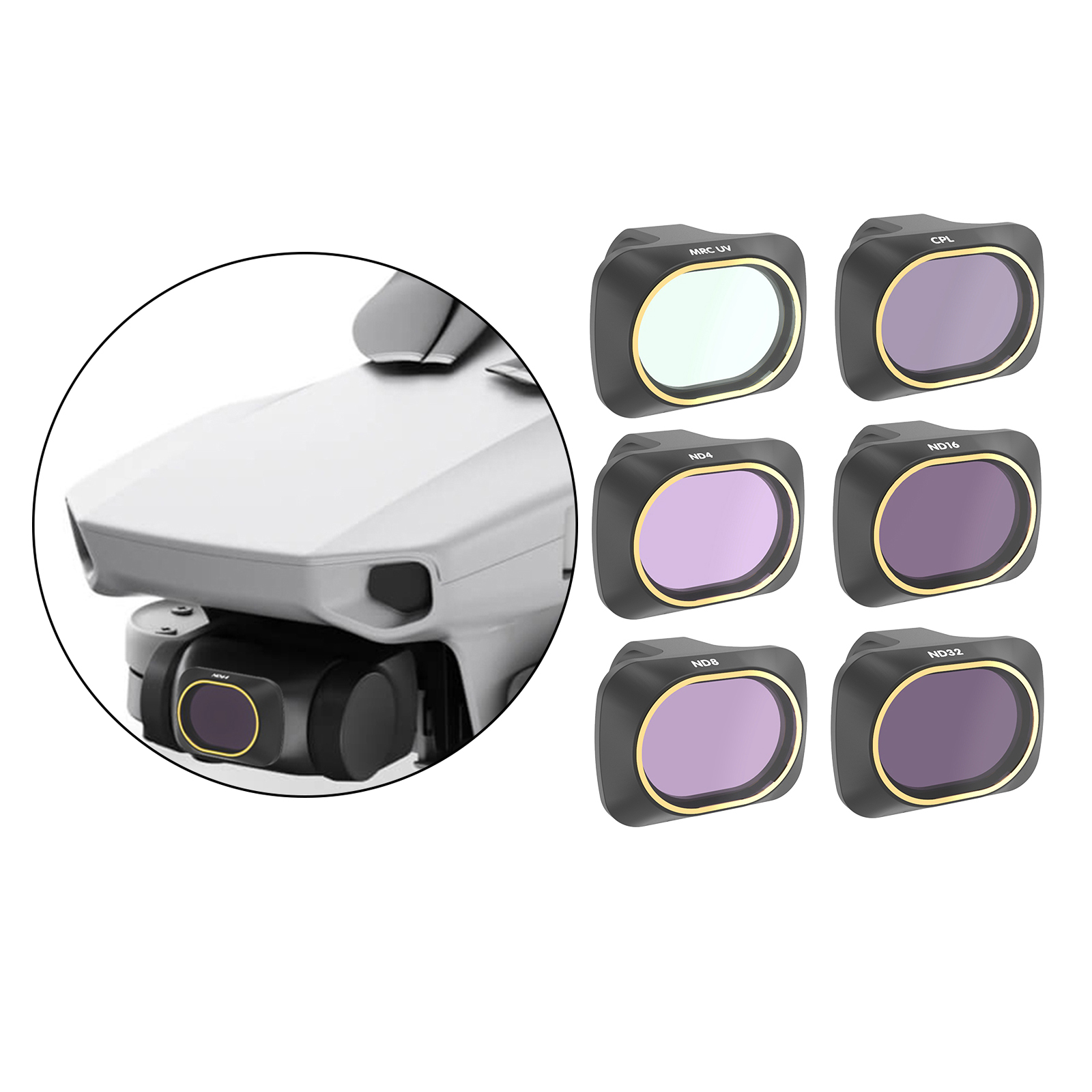 Lens Filter Set for DJI Mavic Mini / Mini 2 Accessories, Camera Lens Filter Combo (UV / CPL / ND4 / ND8 / ND16 / ND32)