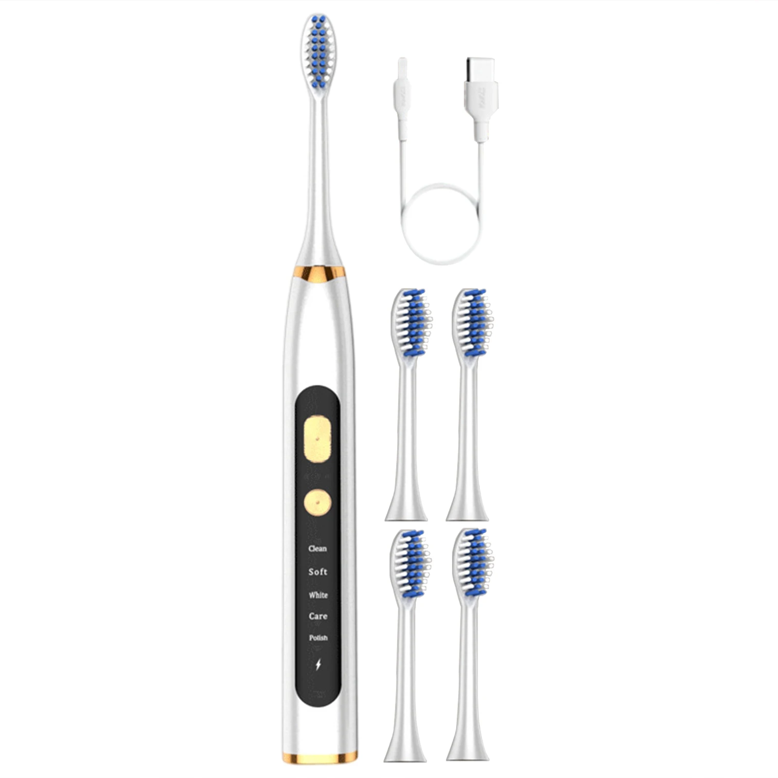 Ultra Whitening Toothbrush ,Ultrl Cleaning with 4 Brush Heads, for Men Women Kids Ultra Sonic Motor 15 Day Using Time