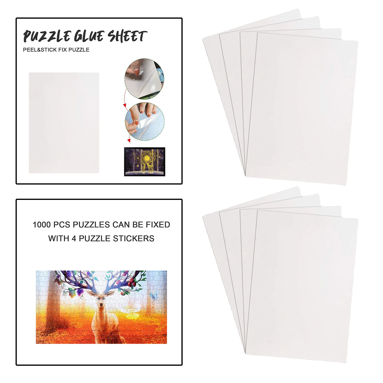 8x Clear Puzzle Glue Sheets Sticker Jigsaw Saver Backing Gluing Saving Tape