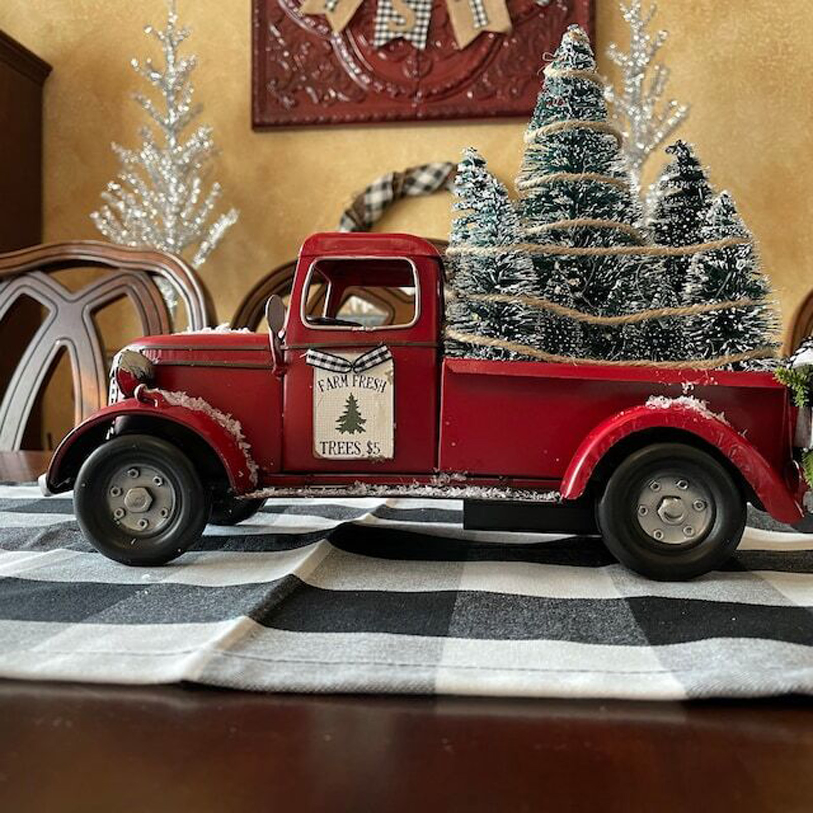 2022 Vintage Resin Classic Pickup Red Truck W/Tree Farms House Rustic Decor Christmas Adornos De Navidad Noel Home Decoration|Pendant & Drop Ornaments| - Aliexpress