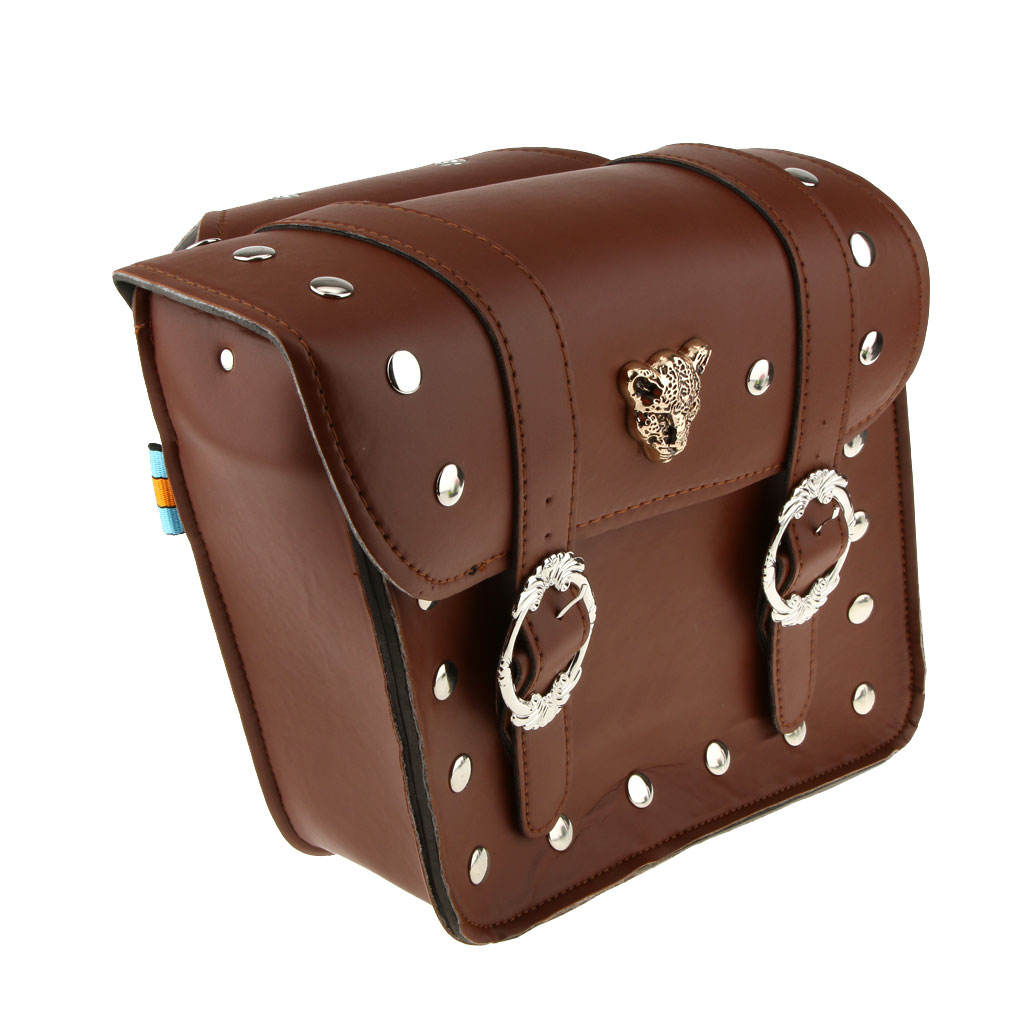 Pair PU Leather Motorcycle Motor Bike Side Saddle Bag Tool Fork Pouch Panniers for Men Women for Harley