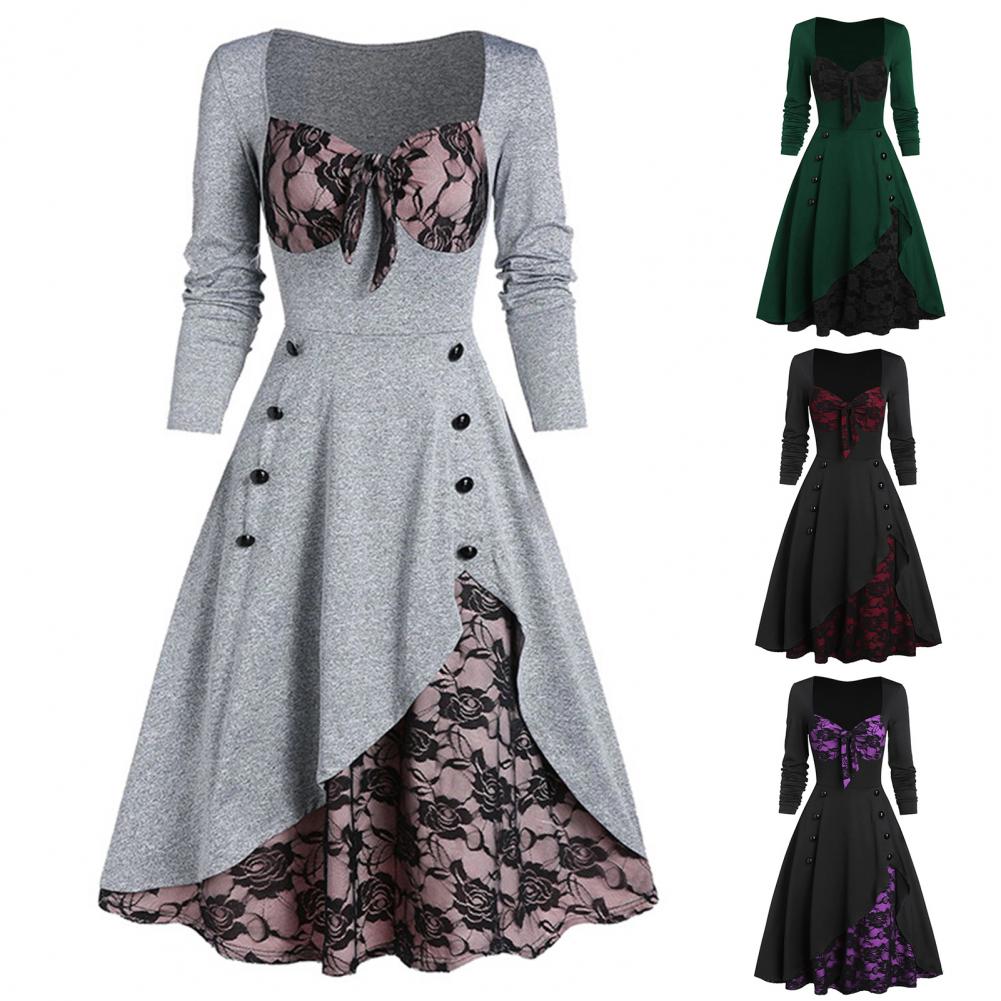 pescoço, Vestido Cosplay, Vestido Midi Retro, Vestidos