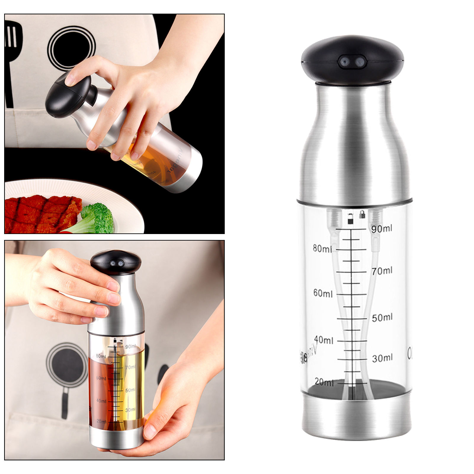 Oil Sprayer Bottle Double Nozzles Kitchen Gadget for Outdoor Barbecue Frying