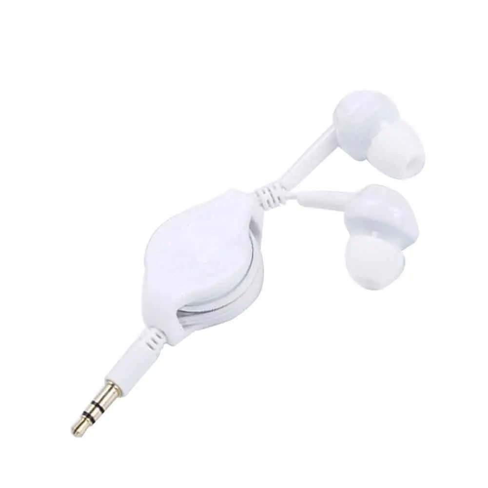3.5mm Easy to Carry Retractable Cable In-Ear Earphone Headset Portable Earphone Straight Insert Extendable Wire for MP3 Phone