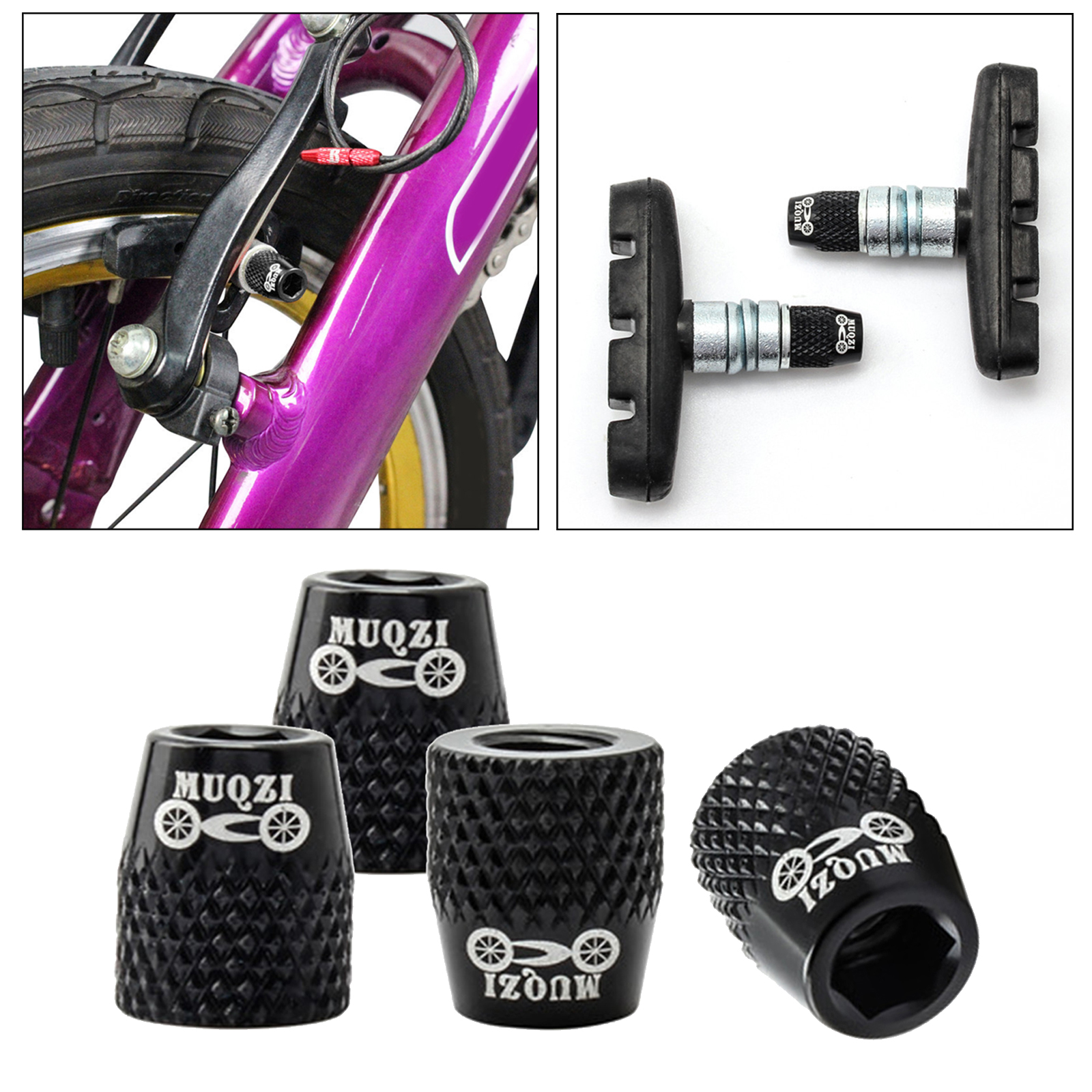 4pcs M6 Bike V Brake Pads Screw Hex Nut, Mountain Road Bicycle V-Brake Shoes Fixed Bolts Blocking Pad Blocker Hardware