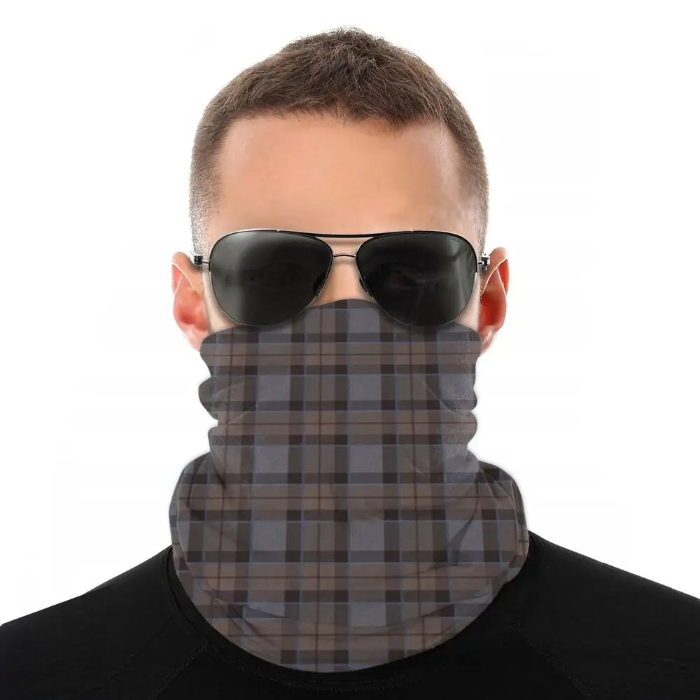 man scarf Brown Tartan Lattice Scarf Half Face Mask Unisex Halloween Tube Scarf Neck Bandana Polyester Headband Cycling Hiking head scarf men