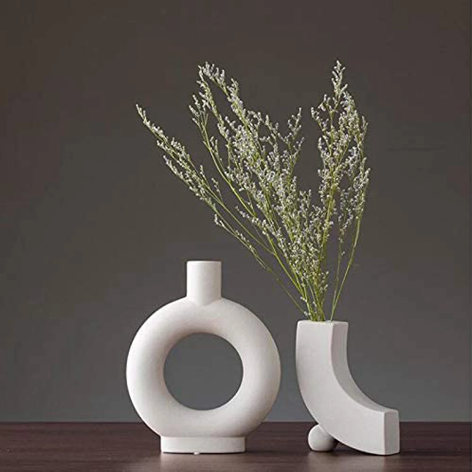 Nordic Minimalism Irregular Ceramic Vase Art Exhibition Hall Flower Vase Style I