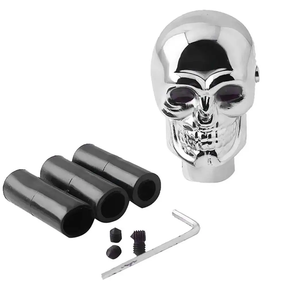 Aluminum Alloy 3D Skull Head Red Eye LED Car Manual Gear Shift Knob Lever