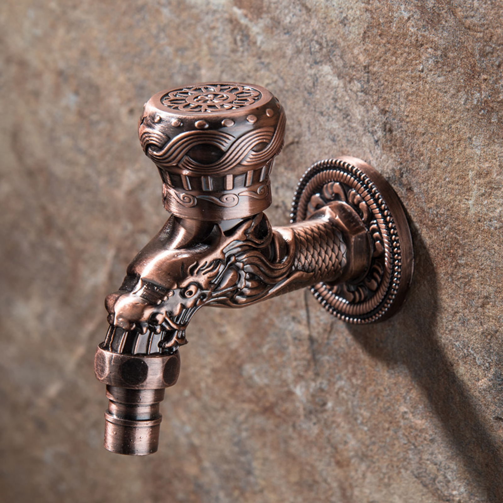Wall Mounted Water Tap Bibcock Zinc Alloy Retro Faucet Decor Indoor Outdoor Garden Faucet Washing Machine Mop Sink Bibcock